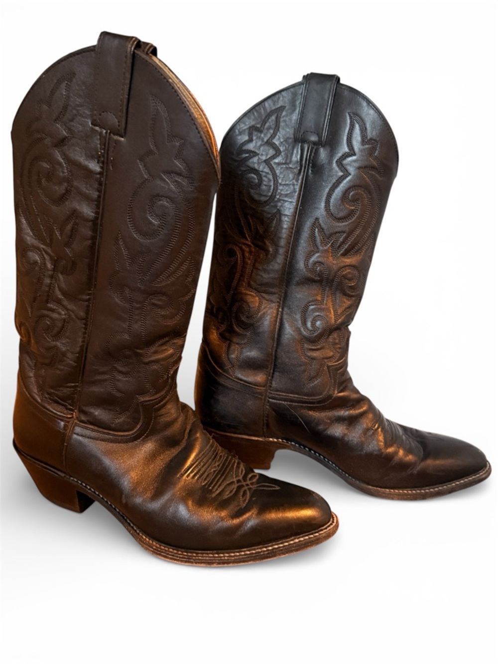 Justin Black Leather Western Cowboy Boots Size 8.5B